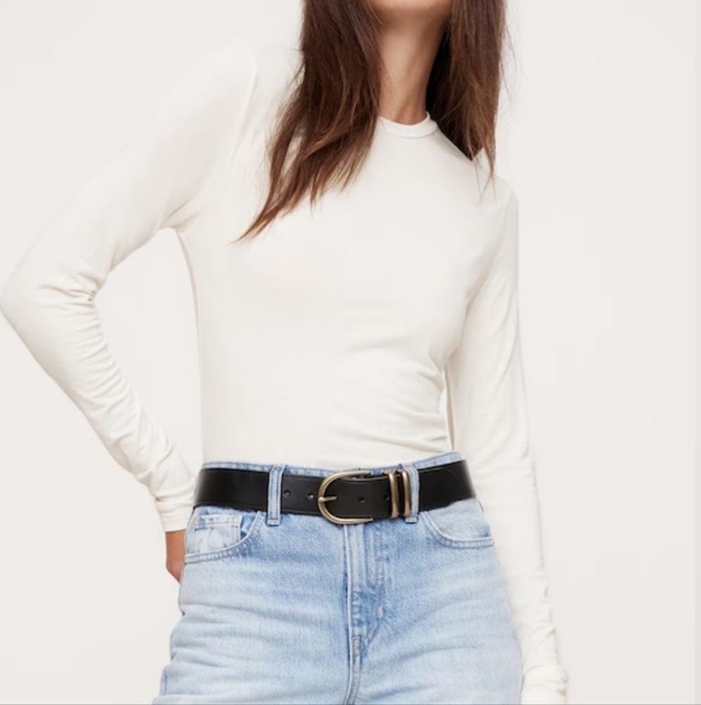 NWT Banana Republic Luxe Wool-Blend Cream Crewneck Top, small